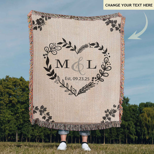 Anniversary Gift for Wife Personalized Woven Blanket