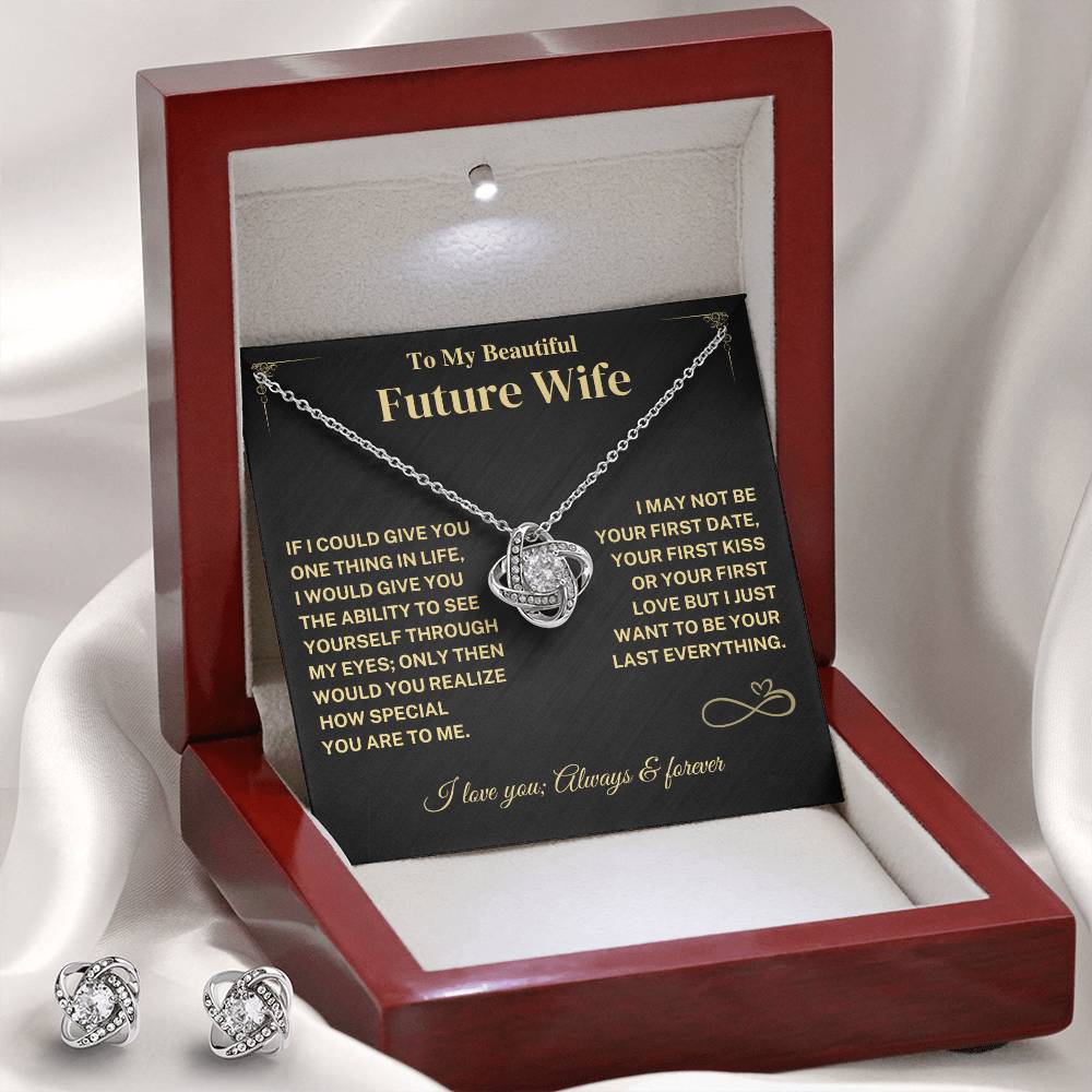 Future Wife Gift -Knot Earrings and Necklace Bundle Jewelry