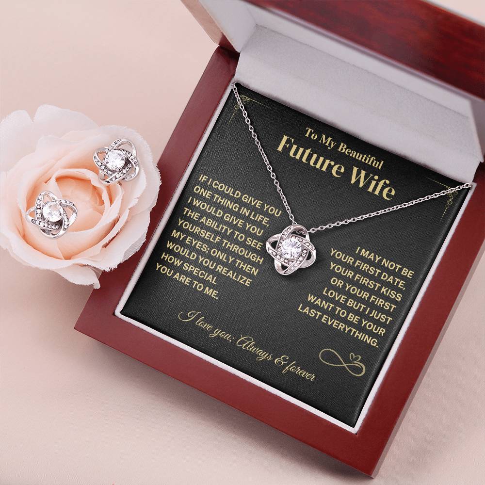 Future Wife Gift -Knot Earrings and Necklace Bundle Jewelry