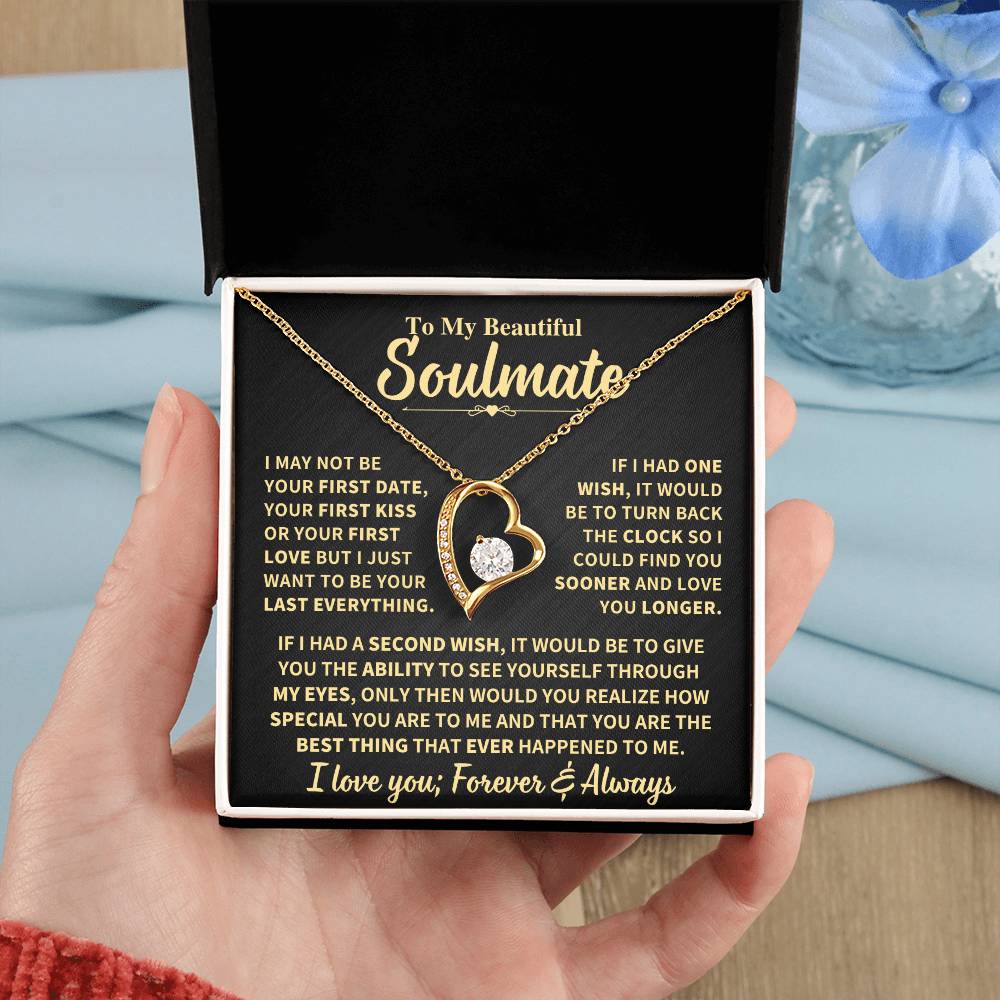 To My Soulmate Gift, "Forever and Always" Heart Necklace Jewelry