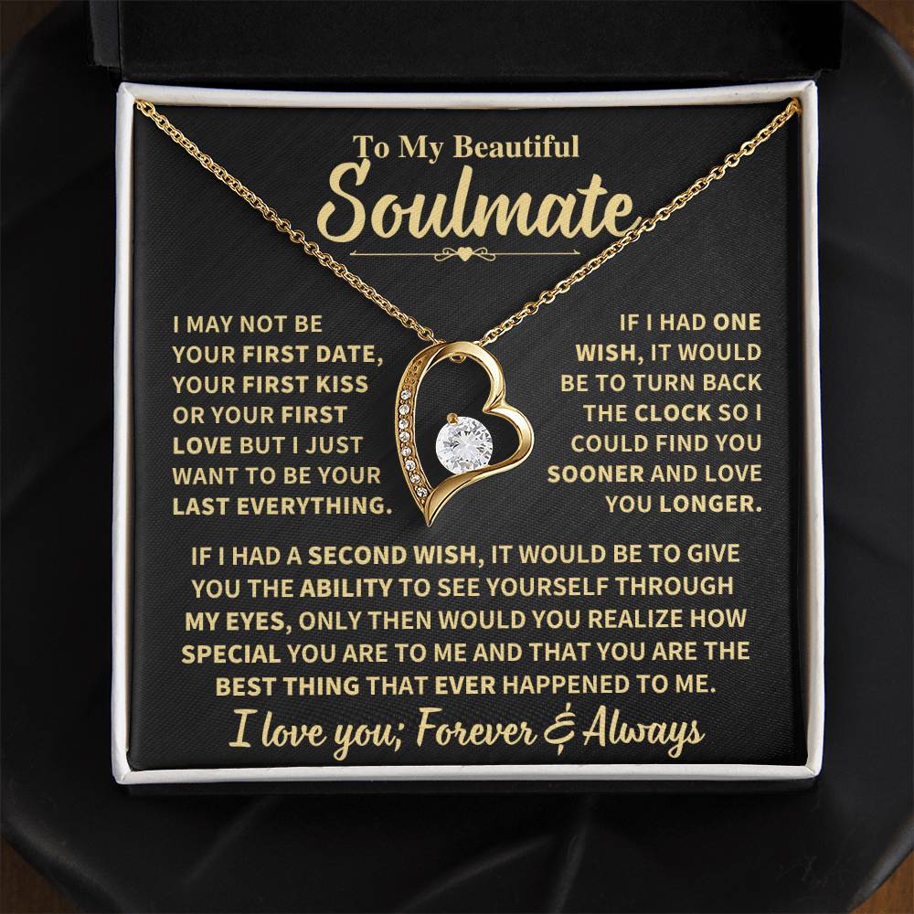 To My Soulmate Gift, "Forever and Always" Heart Necklace Jewelry