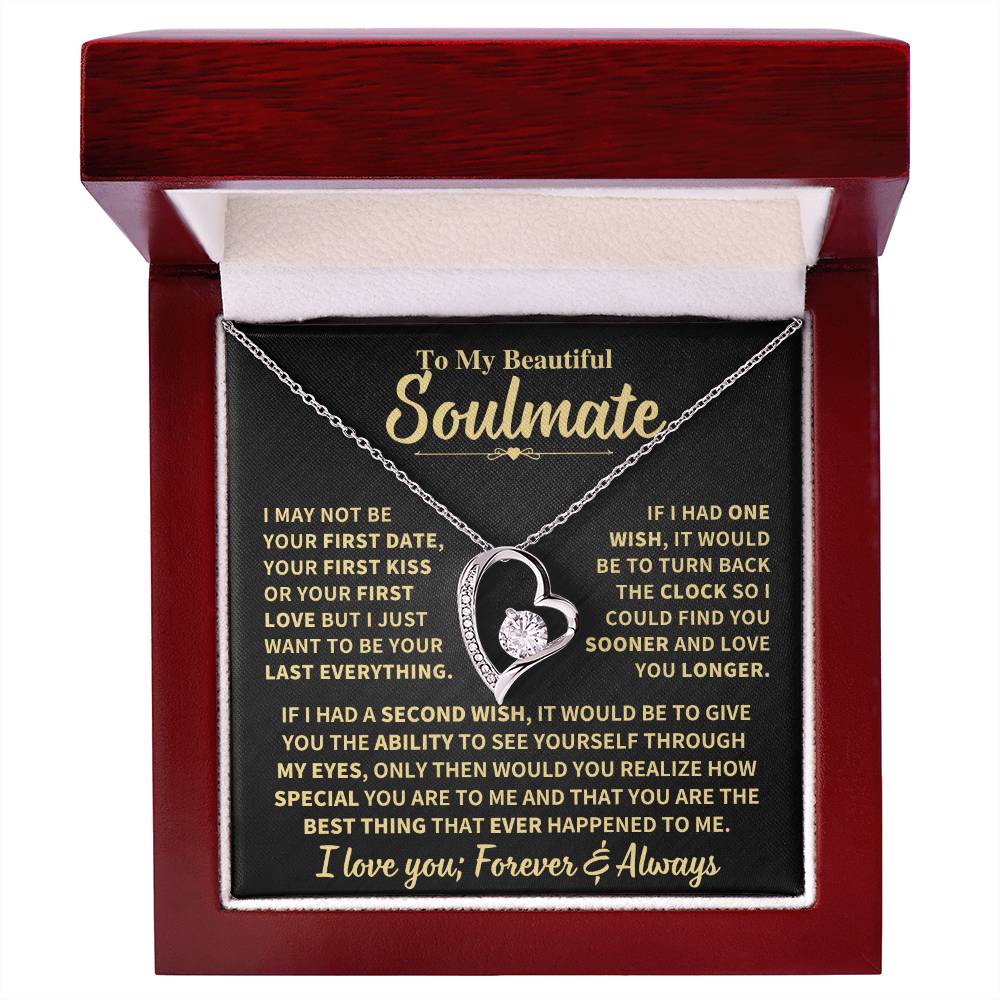 To My Soulmate Gift, "Forever and Always" Heart Necklace Jewelry