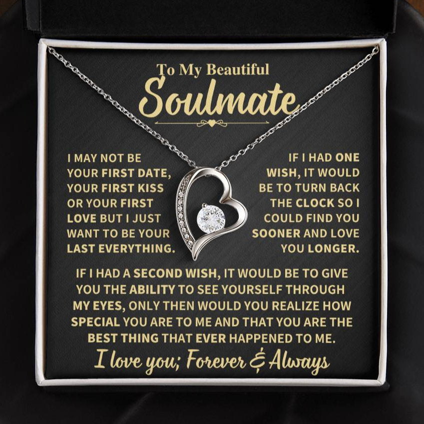 To My Soulmate Gift, "Forever and Always" Heart Necklace Jewelry