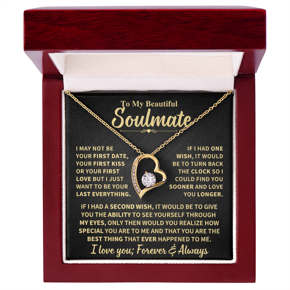 To My Soulmate Gift, "Forever and Always" Heart Necklace Jewelry