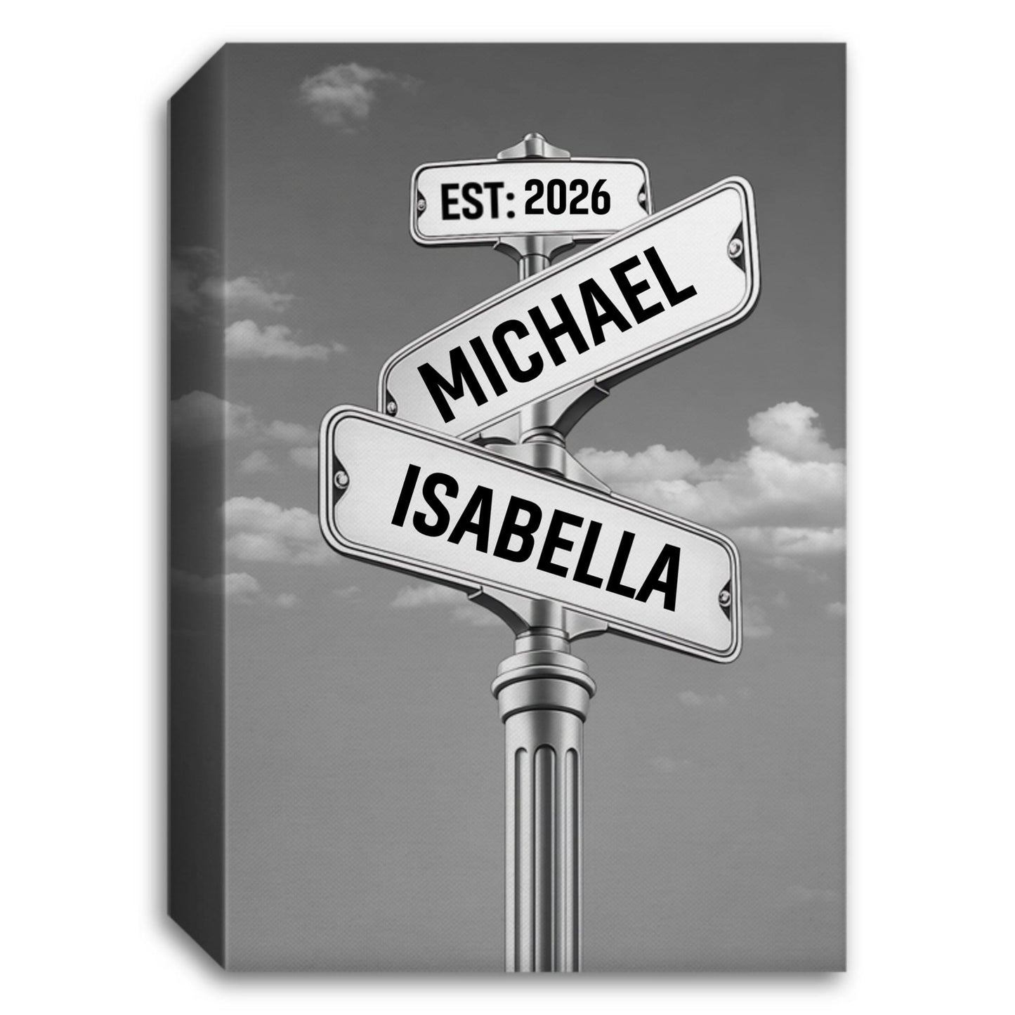 Personalized Couple Street Sign Canvas – Custom Names & Established Date Romantic Wall Art Gift Prints