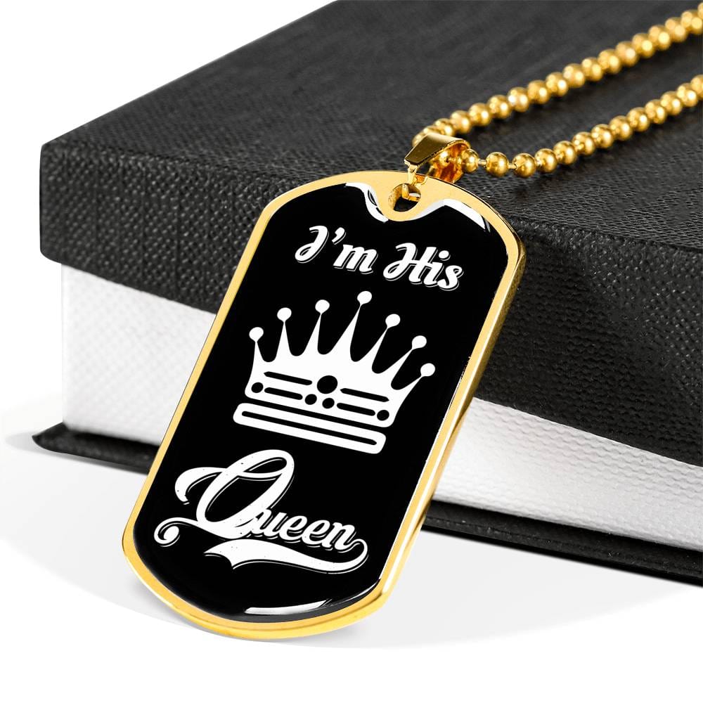I Am His Queen; Luxury Dog Tag Necklace Jewelry