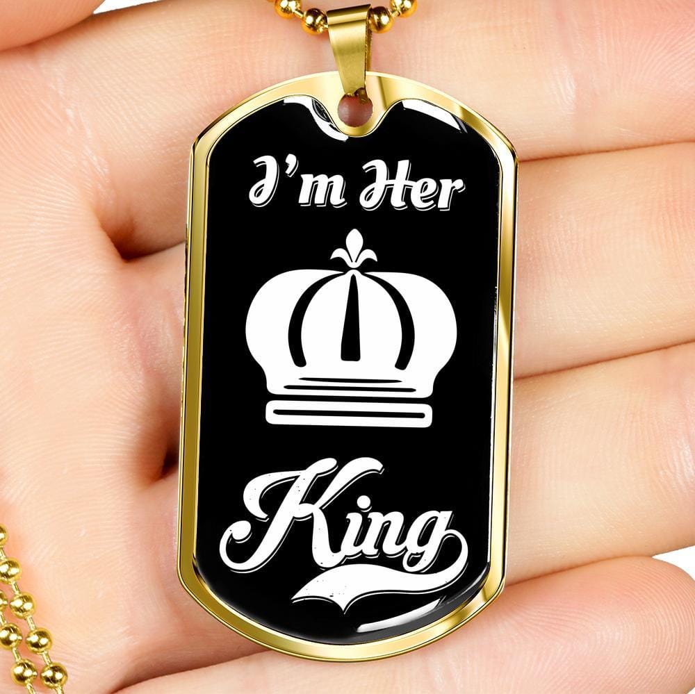 LUXURY DOG TAG NECKLACE BUNDLE; I Am His Queen and I Am Her King