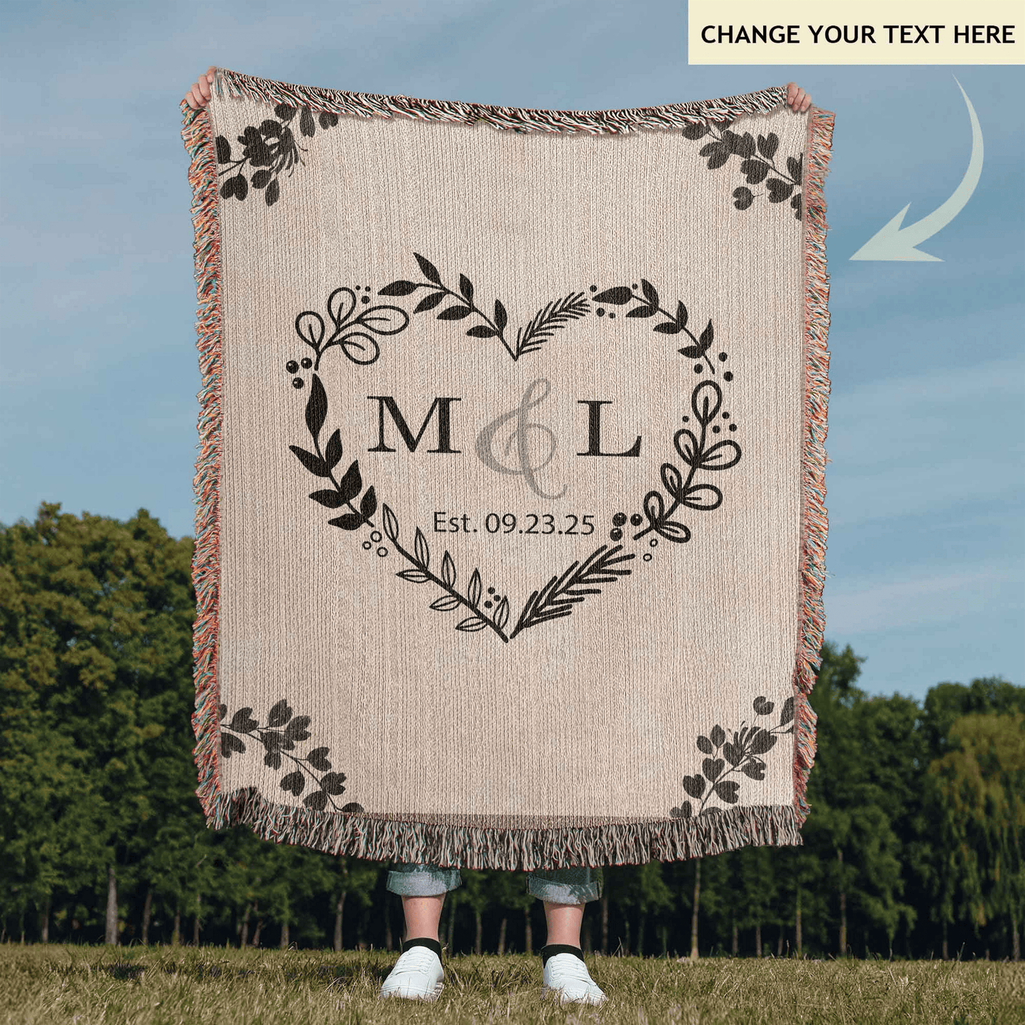 Anniversary Gift for Wife Personalized Woven Blanket Blankets