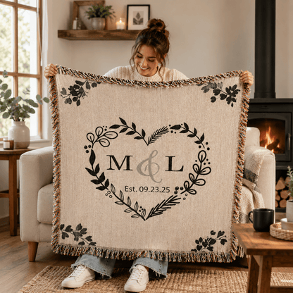 Anniversary Gift for Wife Personalized Woven Blanket Blankets