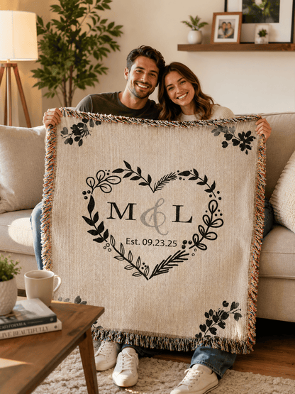 Anniversary Gift for Wife Personalized Woven Blanket Blankets