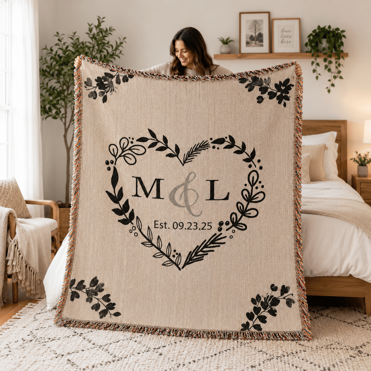 Anniversary Gift for Wife Personalized Woven Blanket Blankets