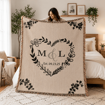 Anniversary Gift for Wife Personalized Woven Blanket Blankets