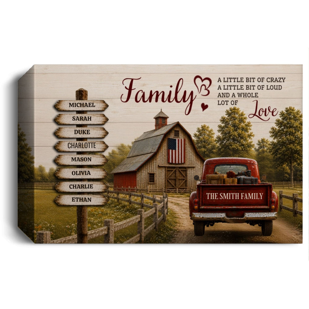 Personalized Family Canvas, Custom Family Name Wall Art, Rustic Farmhouse Decor Canvas