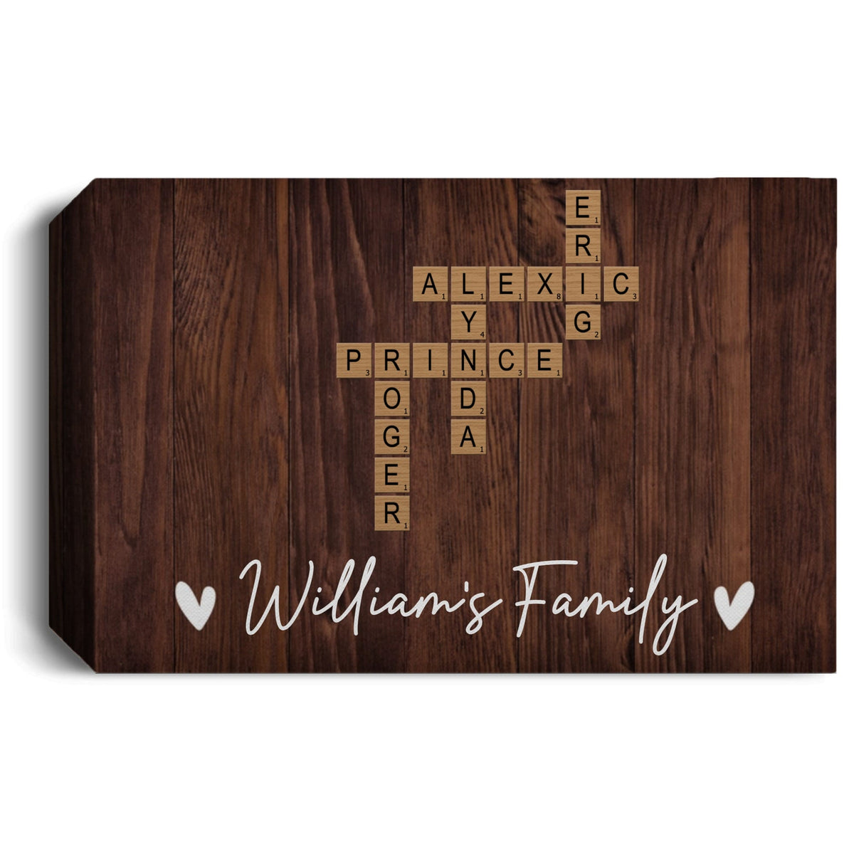 Personalized Family Name Crossword Canvas Wall Art – Custom Scrabble Style Wooden Sign Gift for Home Decor, Anniversary, Housewarming Canvas