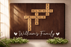 Personalized Family Name Crossword Canvas Wall Art – Custom Scrabble Style Wooden Sign Gift for Home Decor, Anniversary, Housewarming Canvas