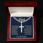Dad Gift From Daughter, "Never Forget", Cuban Cross Jewelry