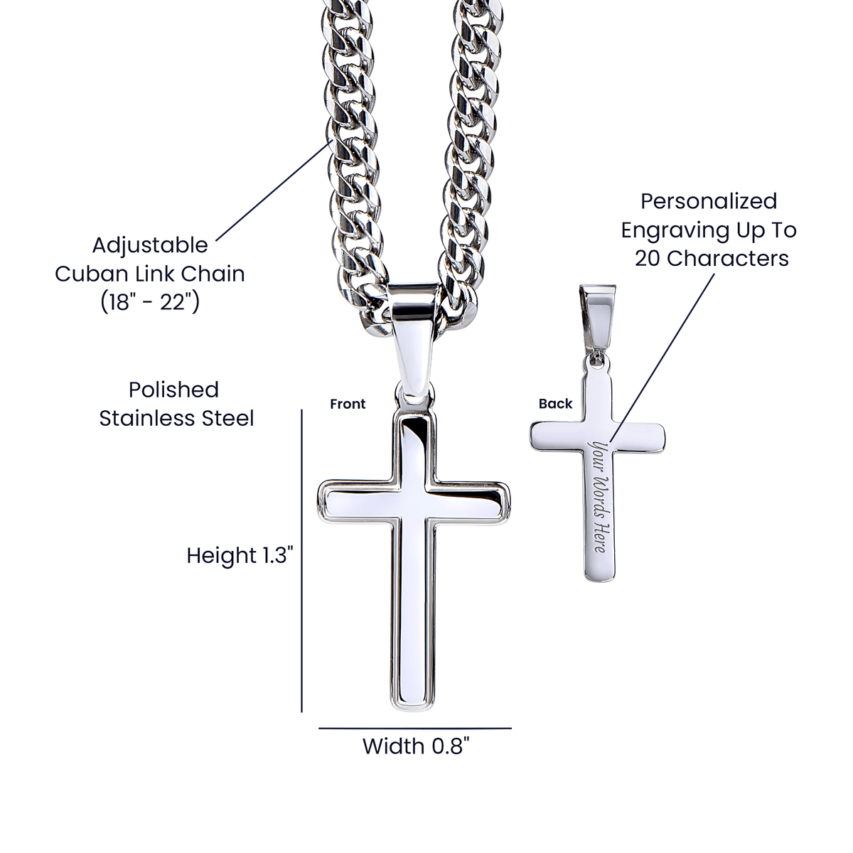 Dad Gift From Daughter, "Never Forget", Cuban Cross Jewelry