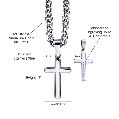 Dad Gift From Daughter, "Never Forget", Cuban Cross Jewelry