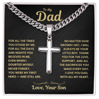 Dad Gift From Son, "Never Forget", Cuban Cross Jewelry