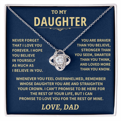 Daughter Gift From Dad, "NEVER FORGET THAT I LOVE YOU" Jewelry