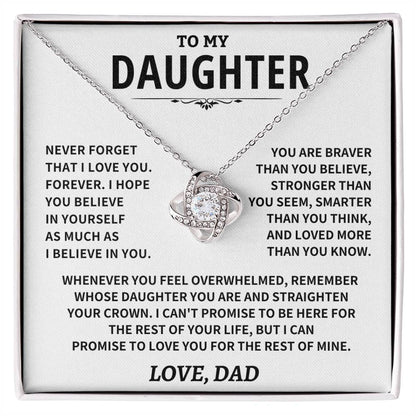 Daughter Gift From Dad, "Straighten Your Crown", Knot Necklace Jewelry