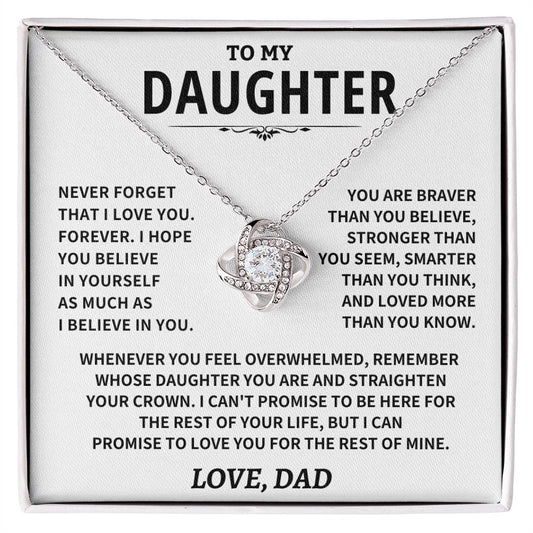 Daughter Gift From Dad, "Straighten Your Crown", Knot Necklace Jewelry