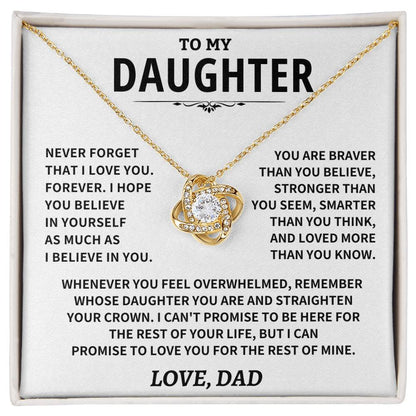 Daughter Gift From Dad, "Straighten Your Crown", Knot Necklace Jewelry