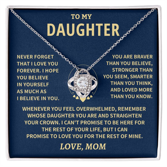 Daughter Gift From Mom, "Straighten Your Crown", Knot Necklace Jewelry