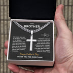 Father's Day Brother Gift - Cuban Chain with Artisan Cross Necklace Jewelry