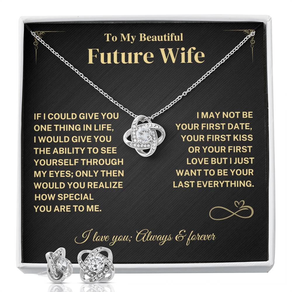 Future Wife Gift -Knot Earrings and Necklace Bundle Jewelry