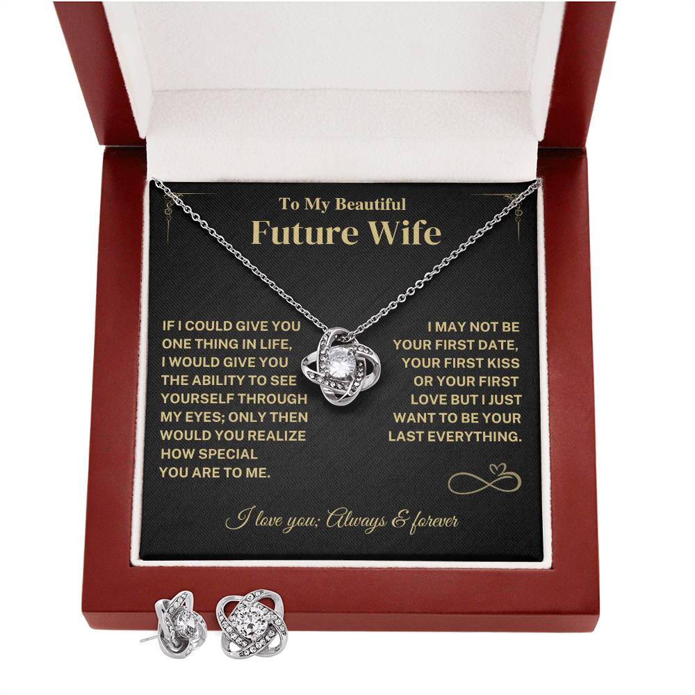 Future Wife Gift -Knot Earrings and Necklace Bundle Jewelry