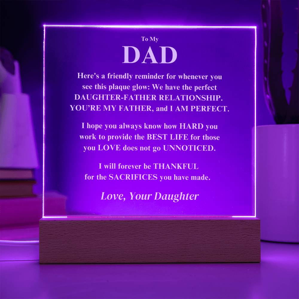 Gift For Dad, From Daughter- "I Am Perfect" Jewelry