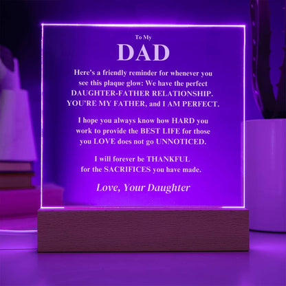 Gift For Dad, From Daughter- "I Am Perfect" Jewelry