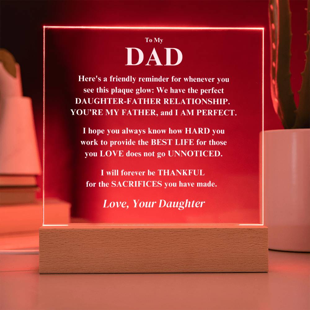 Gift For Dad, From Daughter- "I Am Perfect" Jewelry