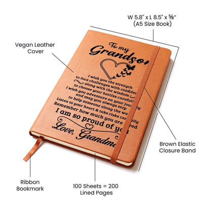 Grandson Gift From Grandma, "Proud Of You", Graphic Journal Jewelry