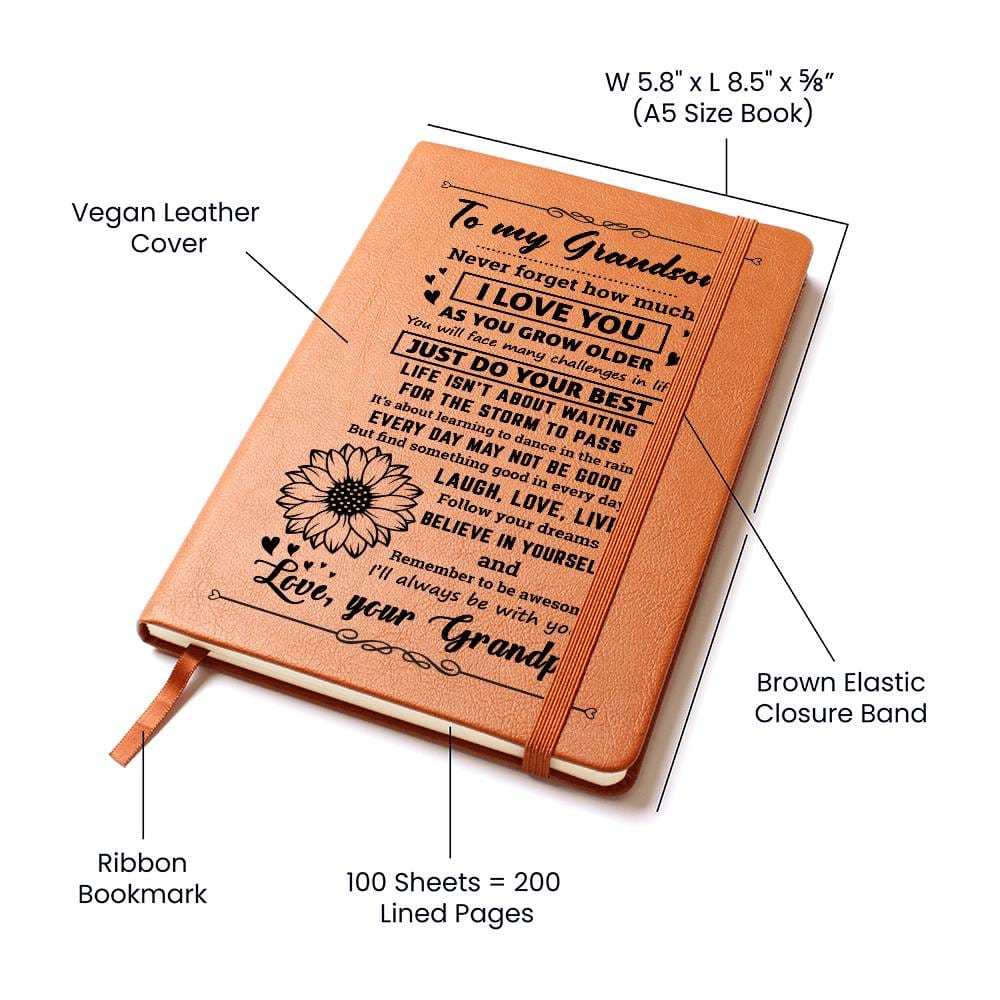 Grandson Gift From Grandpa, "Never Forget", Graphic Journal Jewelry