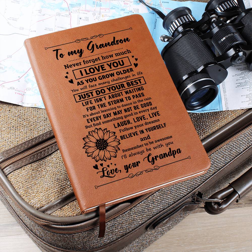 Grandson Gift From Grandpa, "Never Forget", Graphic Journal Jewelry