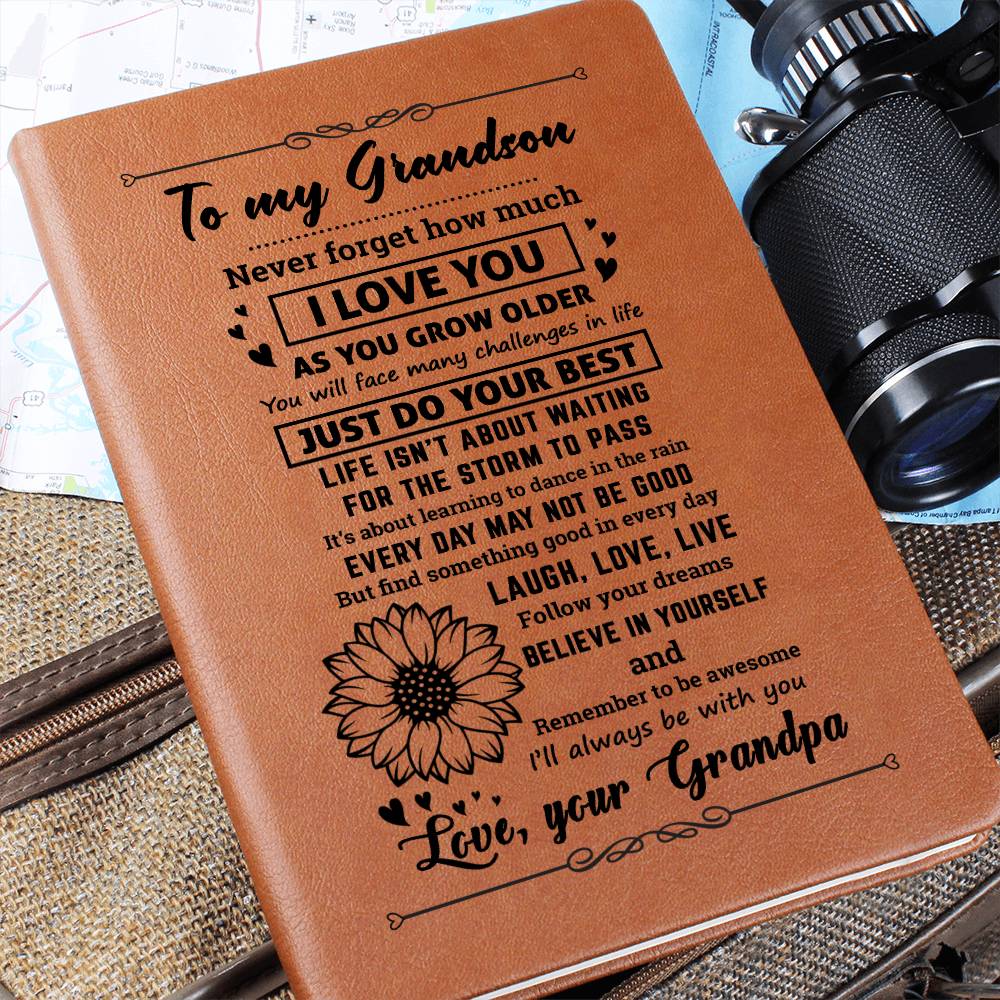 Grandson Gift From Grandpa, "Never Forget", Graphic Journal Jewelry