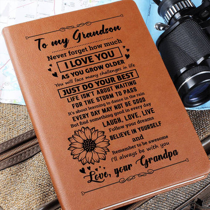 Grandson Gift From Grandpa, "Never Forget", Graphic Journal Jewelry