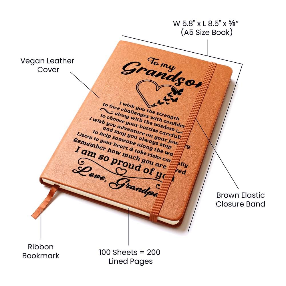 Grandson Gift From Grandpa, "Proud Of You", Graphic Journal Jewelry