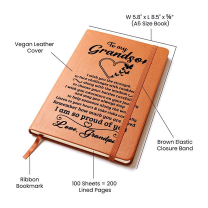Grandson Gift From Grandpa, "Proud Of You", Graphic Journal Jewelry