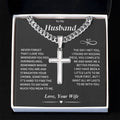 Husband Gift, Cuban Chain with Artisan Cross Necklace Jewelry