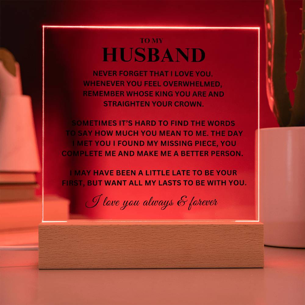 Husband Gift, "King", Acrylic Plaque Jewelry