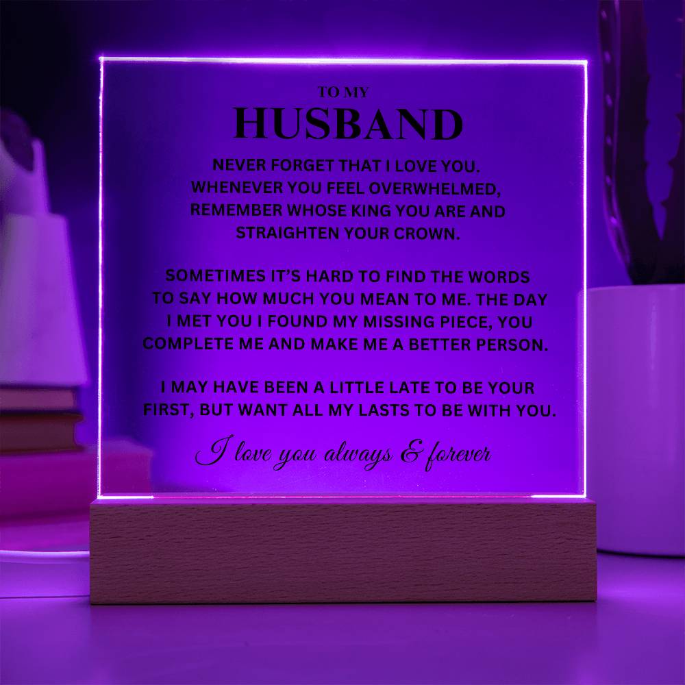 Husband Gift, "King", Acrylic Plaque Jewelry