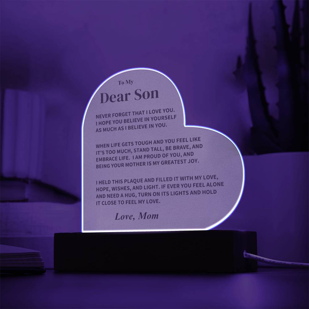 Son Gift- Heart Acrylic Plaque Jewelry