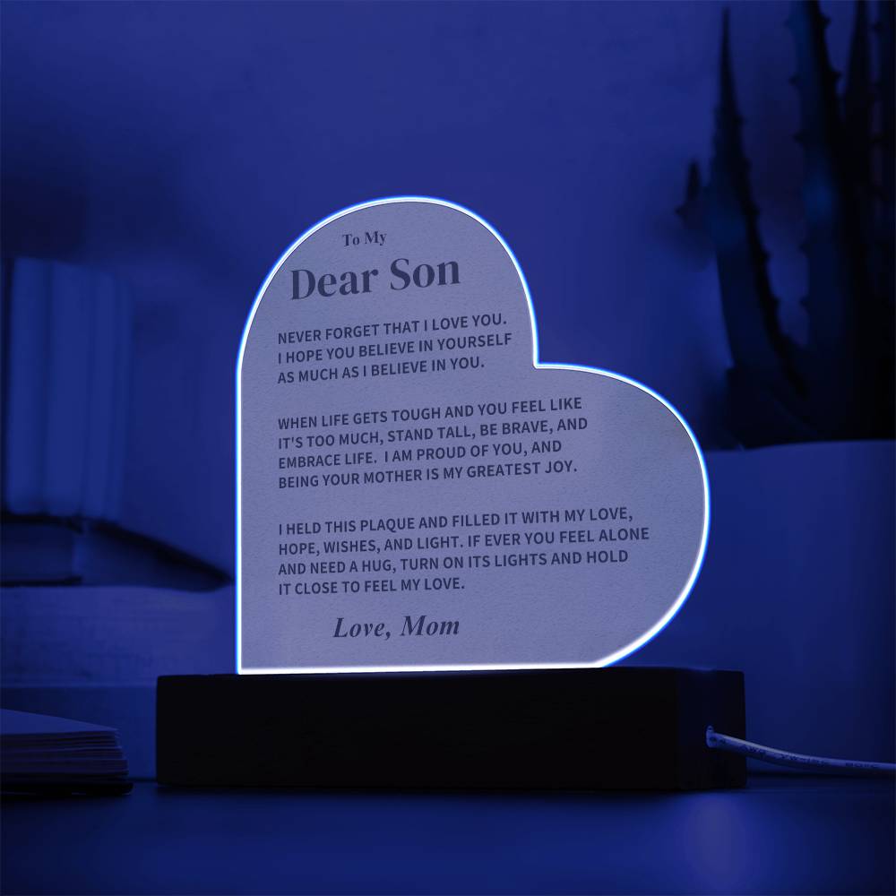 Son Gift- Heart Acrylic Plaque Jewelry