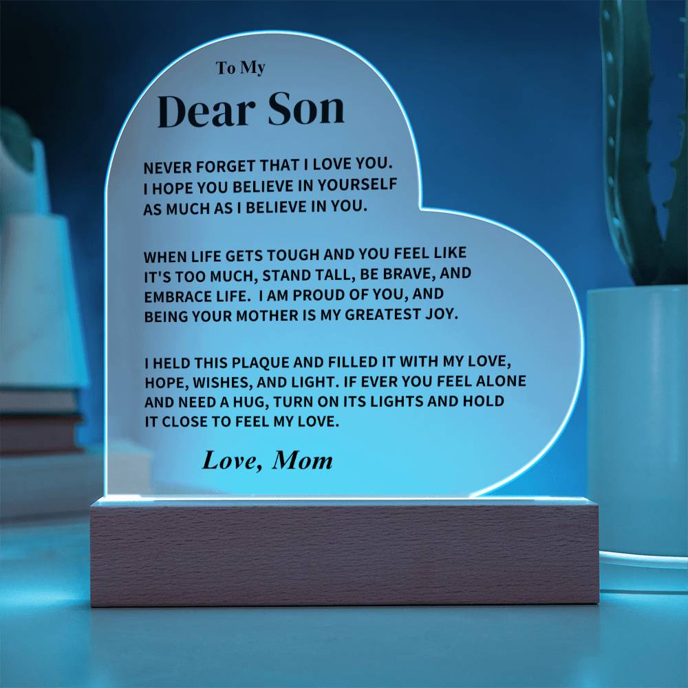 Son Gift- Heart Acrylic Plaque Jewelry