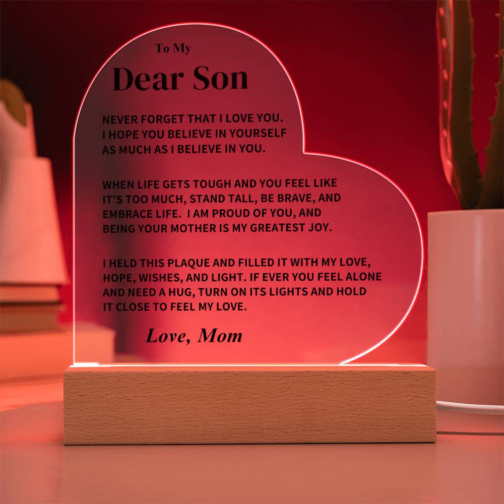 Son Gift- Heart Acrylic Plaque Jewelry