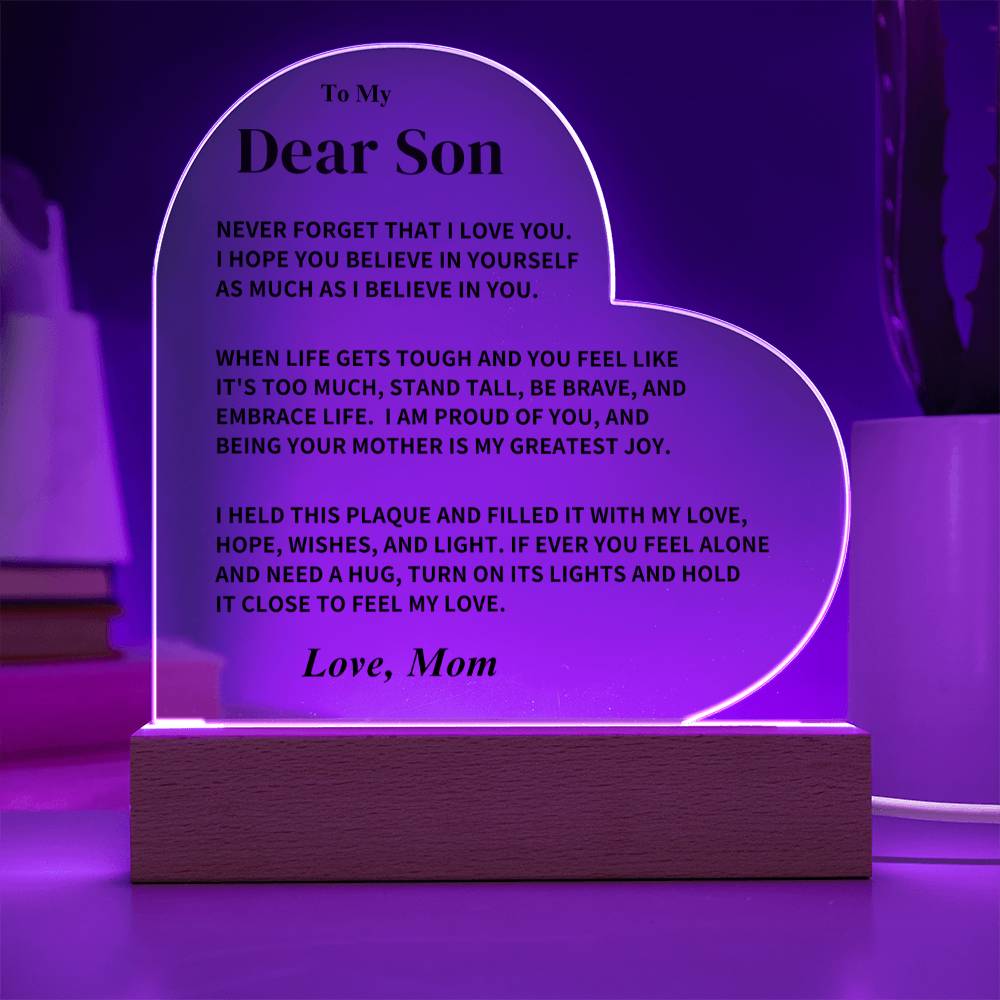 Son Gift- Heart Acrylic Plaque Jewelry