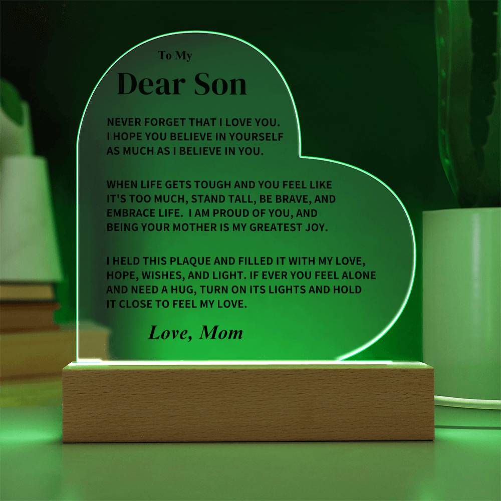 Son Gift- Heart Acrylic Plaque Jewelry